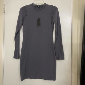 NEW! MONROW long sleeve gray knit bodycon mini dress size SMALL